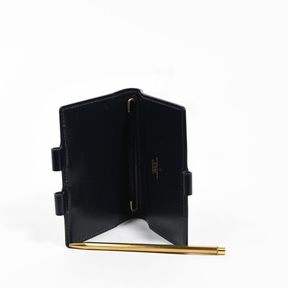 Hermès Vintage Mini Agenda Cover w/ Pencil Dark Navy Leather France 60s–70s - Picture 6 of 8